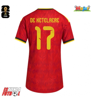 Bélgica Charles De Ketelaere #17 Primera Equipación Mujer Mundial 2026 Manga Corta